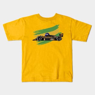 Ayrton Senna's Lotus 98T Illustration by @burrowheel @parkedinargentina Kids T-Shirt